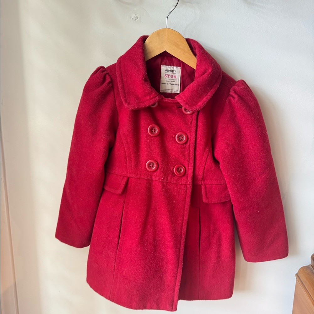 Old Navy Red Pea Coat Classic Tailored Design